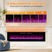 Tangkula 72 Inches Recessed & Wall Mounted WiFi Enabled Electric Fireplace