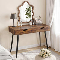 Tangkula Writing Desk w/2 Storage Drawers & 4 Rubber Wood Legs