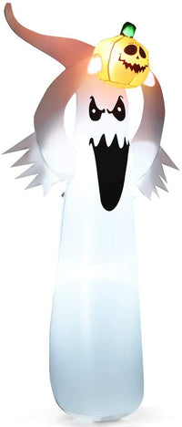 Tangkula 6Ft Halloween Inflatable Terrible Ghost w/Pumpkin