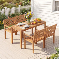 Tangkula Acacia Wood Patio Dining Chairs Set of 2/4 with 400 lbs Capacity