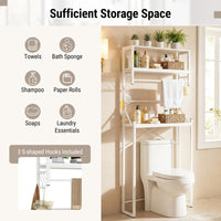 Tangkula 3-Tier Over The Toilet Storage with Hanging Bar & 3 S-Shaped Hooks