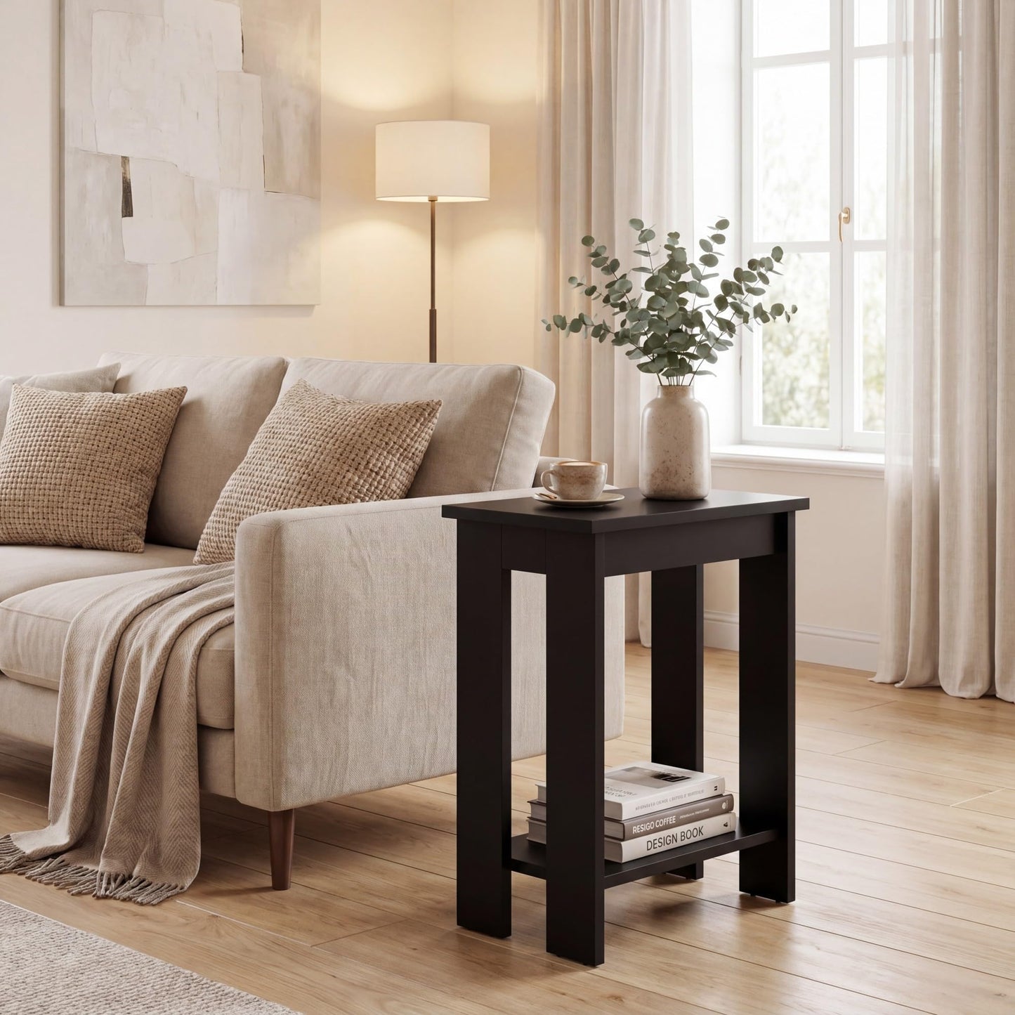 Tangkula 2-Tier Wooden Narrow End Table