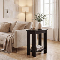 Tangkula 2-Tier Wooden Narrow End Table