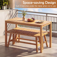 Tangkula 3 Pieces Acacia Wood Patio Dining Set