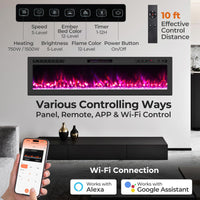 Tangkula 68” Wi-Fi Enabled Electric Fireplace