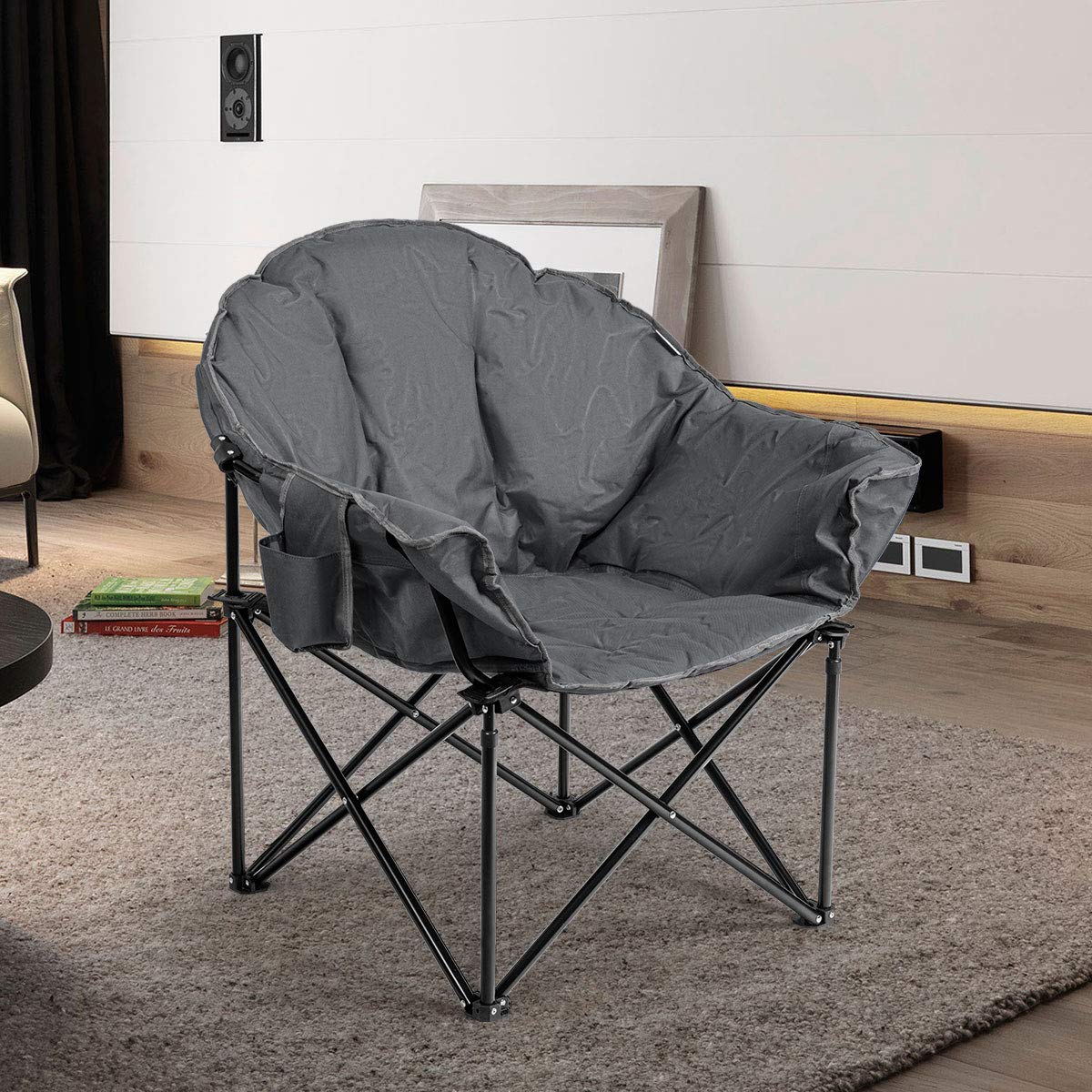 Tangkula Oversized Camping Chair with Cup Holder