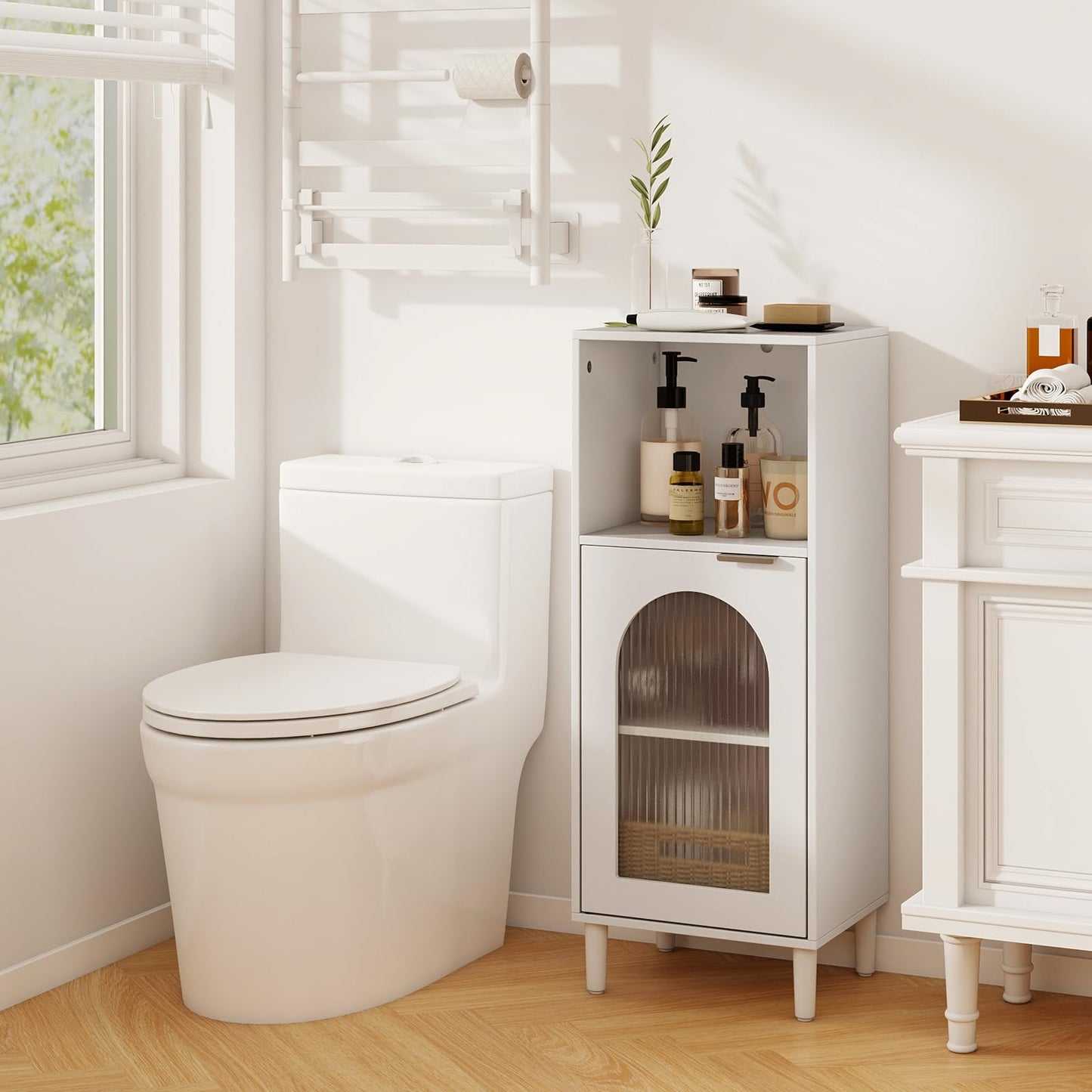 Tangkula Bathroom Floor Cabinet with Adjustable Shelf