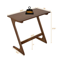 Bamboo TV Tray Sofa Side Table, Z-Shaped Couch Table with 29.5'' x 16'' Tabletop