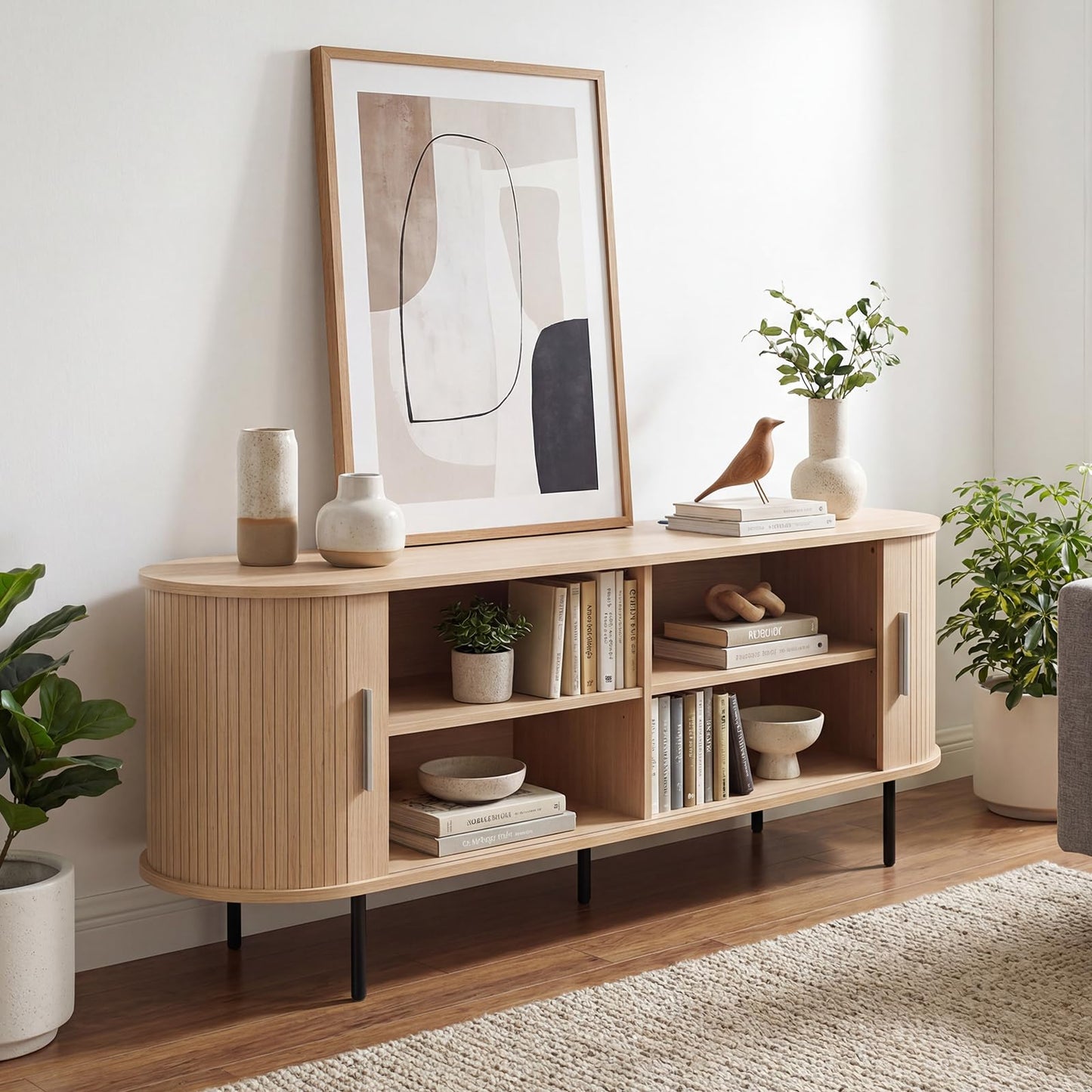 Tangkula Fluted TV Stand for TVs up to 60”