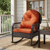 Tangkula Outdoor Wicker Rocking Chair w/Soft Cushions