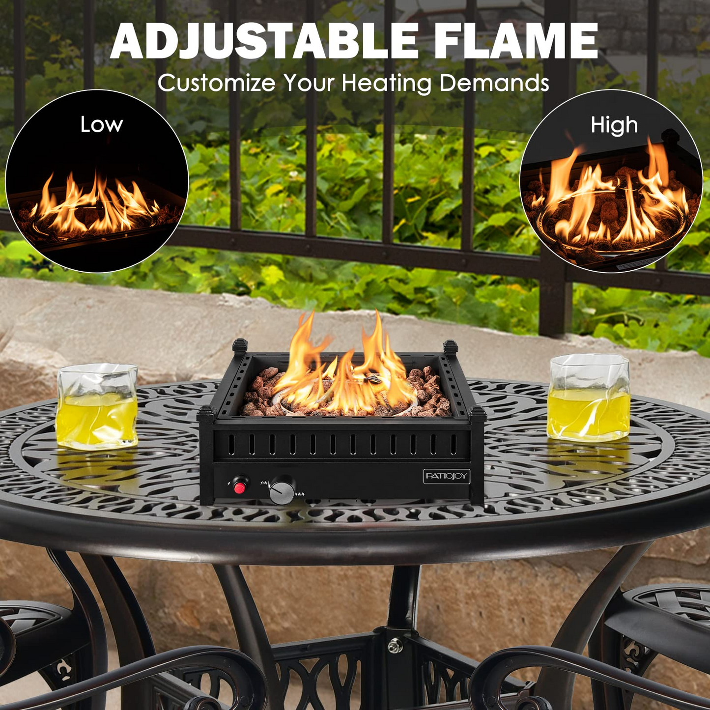 Tangkula Portable Tabletop Propane Fire Pit, Patiojoy 40,000 BTU Table Top Fireplace with Simple Ignition System