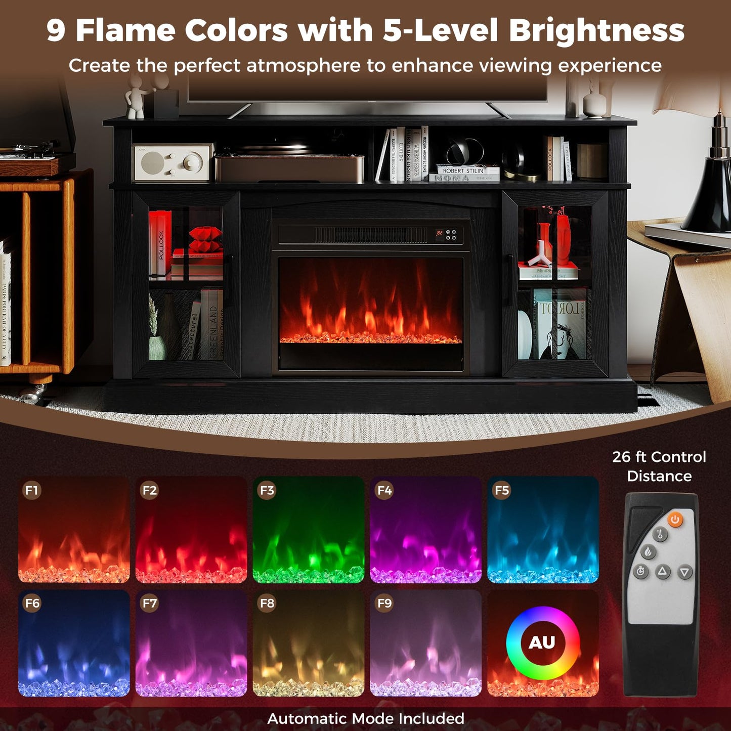 Tangkula Fireplace TV Stand for 65 Inch TV for Living Room
