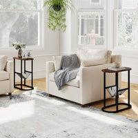 Tangkula Table d'appoint ovale étroite pour salon chambre à coucher