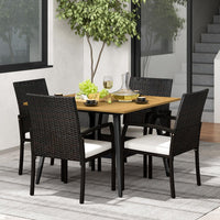 Ensemble de salle à manger Tangkula 5 pièces en rotin PE pour patio, table et chaises de salle à manger d'extérieur avec coussins