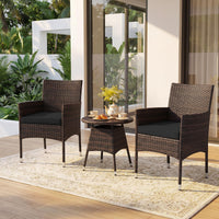 Tangkula 3 Piece Patio Furniture Set | Hand-Woven PE Wicker Conversation Set with Contoured Armchairs