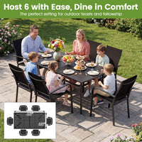 Tangkula Metal Patio Dining Table with Umbrella Hole for Balcony and Backyard