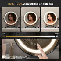 Tangkula Miroir de courtoisie de 16 po avec lumières, miroir de maquillage lumineux à LED à 3 couleurs à intensité variable avec écran tactile
