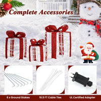 Tangkula Set of 3 Christmas Lighted Gift Boxes