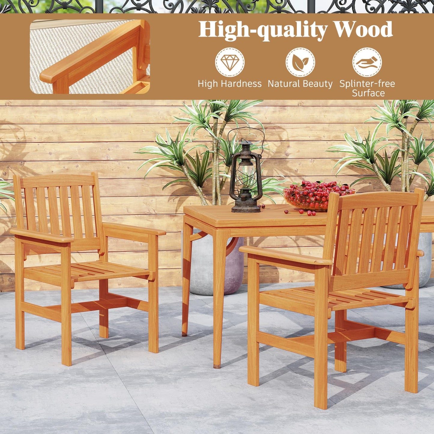 Tangkula 7 Piece Patio Wood Dining Table Set