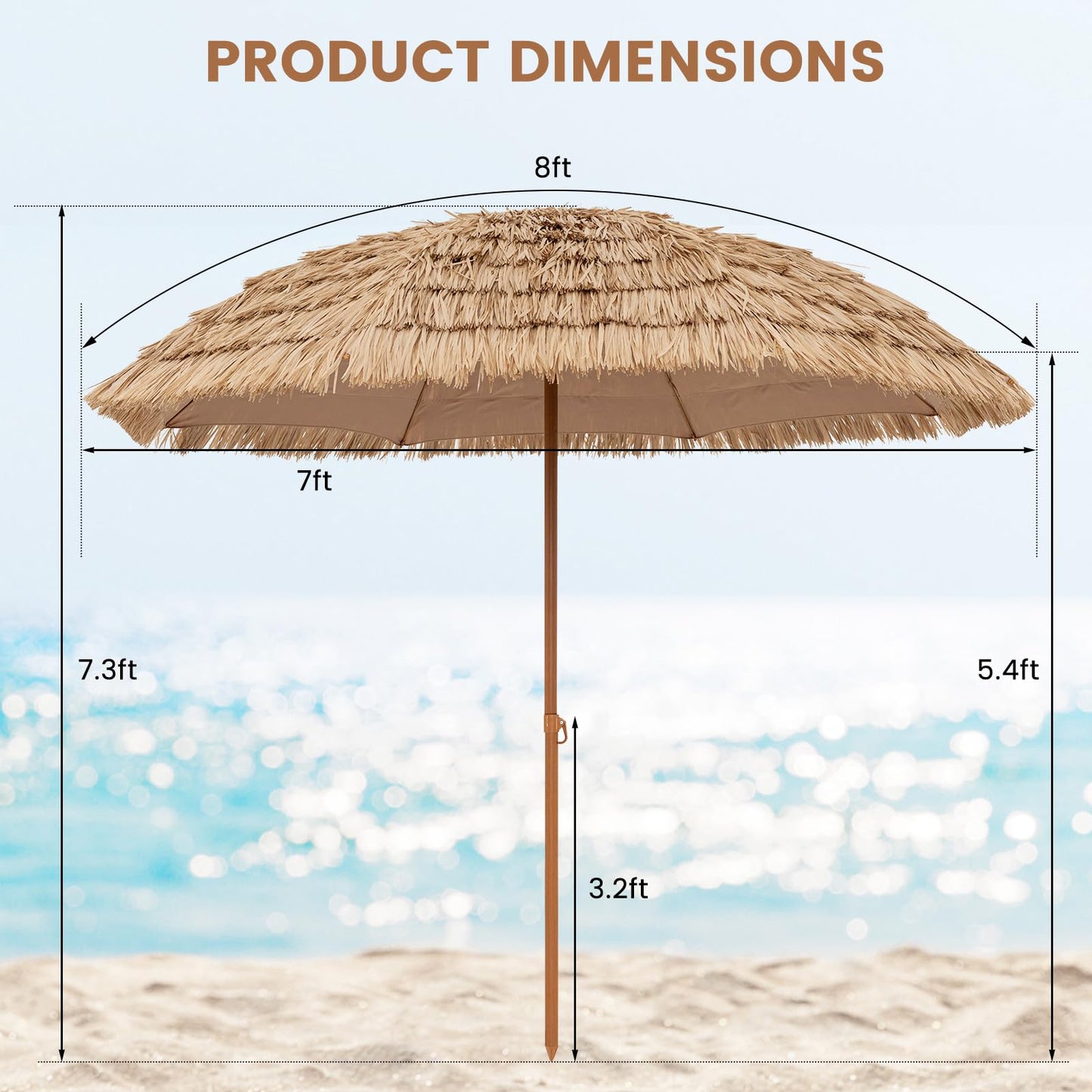 Tangkula 8Ft Tiki Patio Umbrella for Garden