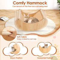 Tangkula Cat Wall Shelves | 6 Pieces Wooden Wall Mounted Kitten Furniture Set with Hammock