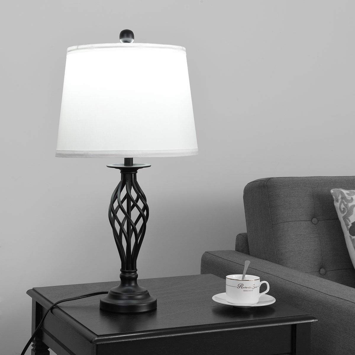Tangkula Lamp Set 3-Piece Modern Home Living Room Bedroom Chrome Finish Lamps