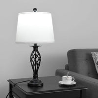 Tangkula Lamp Set 3-Piece Modern Home Living Room Bedroom Chrome Finish Lamps