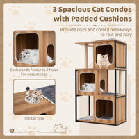 Tangkula Modern Cat Tree, 52 Inch Wooden Cat Condos with Metal Frame, Sisal Scratching Posts & Board