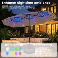 Tangkula 13 Ft Solar Patio Umbrella with Multi-Colored Flowing LED Lights