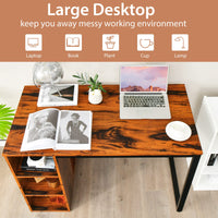 Tangkula Computer Desk with Storage Shelves, Home Office Desk with 5 Side Shelves & Metal Frame