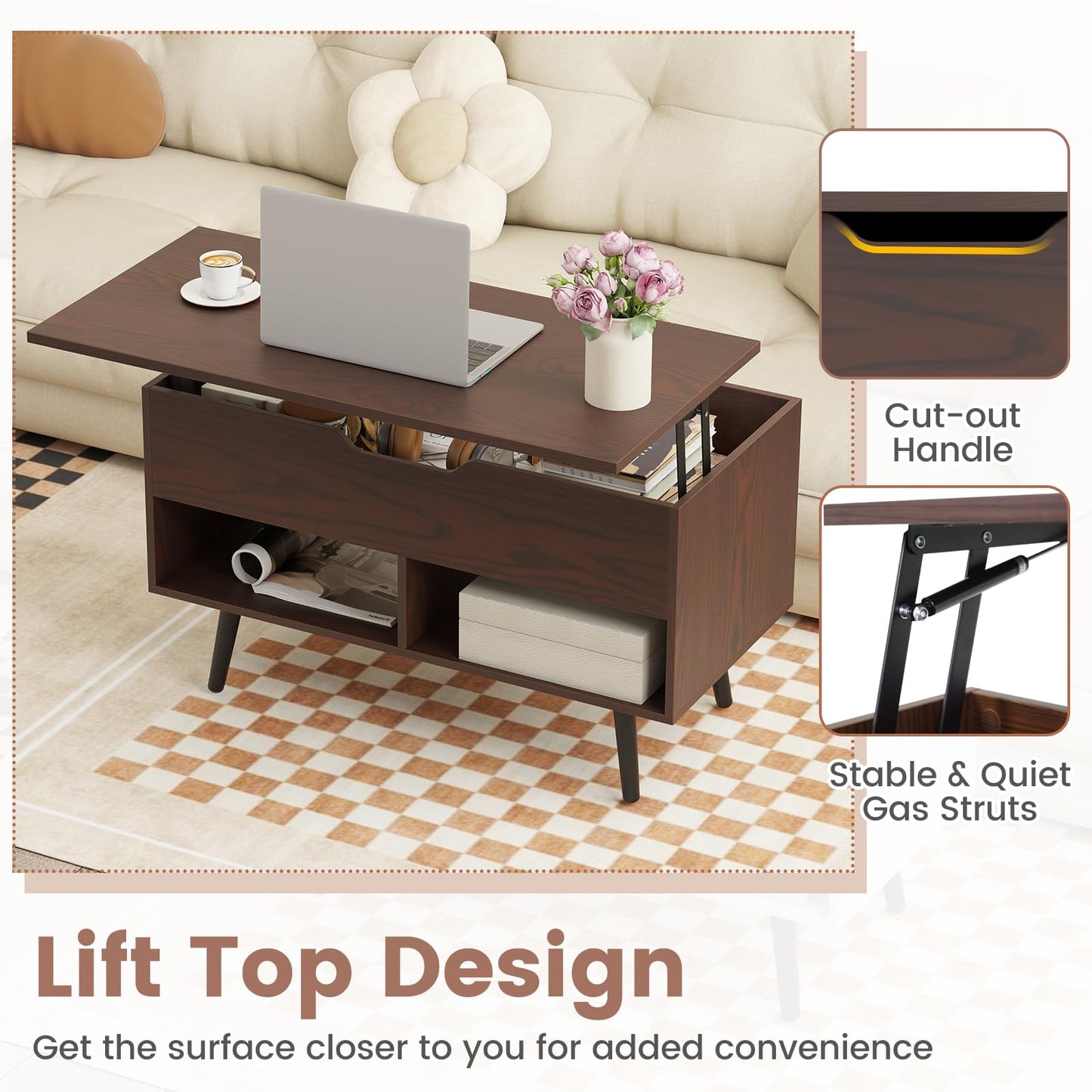 Tangkula Lift Top Coffee Table for Living Room