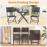 Tangkula 3 Piece Outdoor Folding Bistro Set