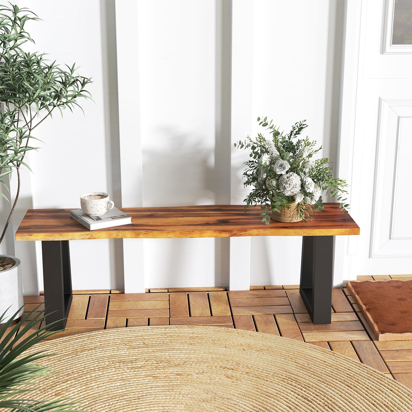 Tangkula Outdoor Bench 2 Person Set