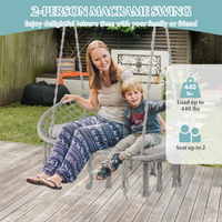 Tangkula 2-Person Hammock Chair, Hanging Hammock Macrame Swing