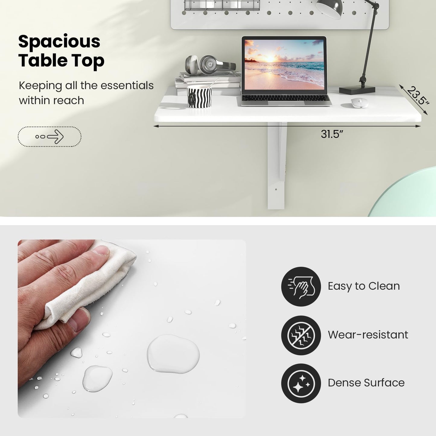 TANGKULA Wall Mounted Floating Desk for Study