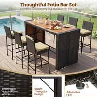 Ensemble de bar extérieur Tangkula 7 pièces avec 6 chaises rembourrées