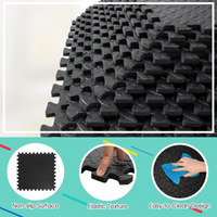 Tangkula 12 Tiles Exercise Flooring Mats with Border, Non-Slip EVA Foam Protective Mats