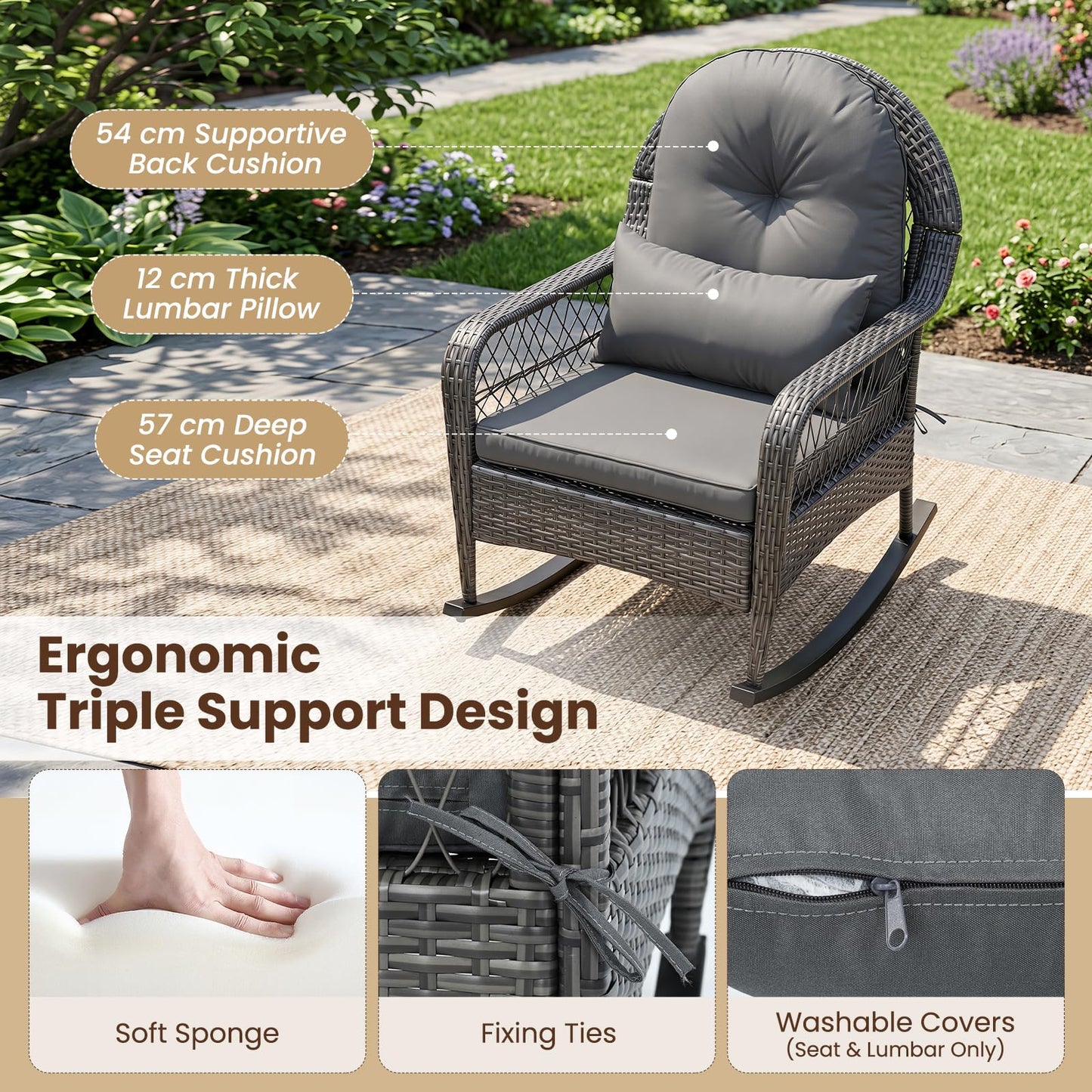 Tangkula Outdoor Wicker Rocking Chair for Porch(1/2)