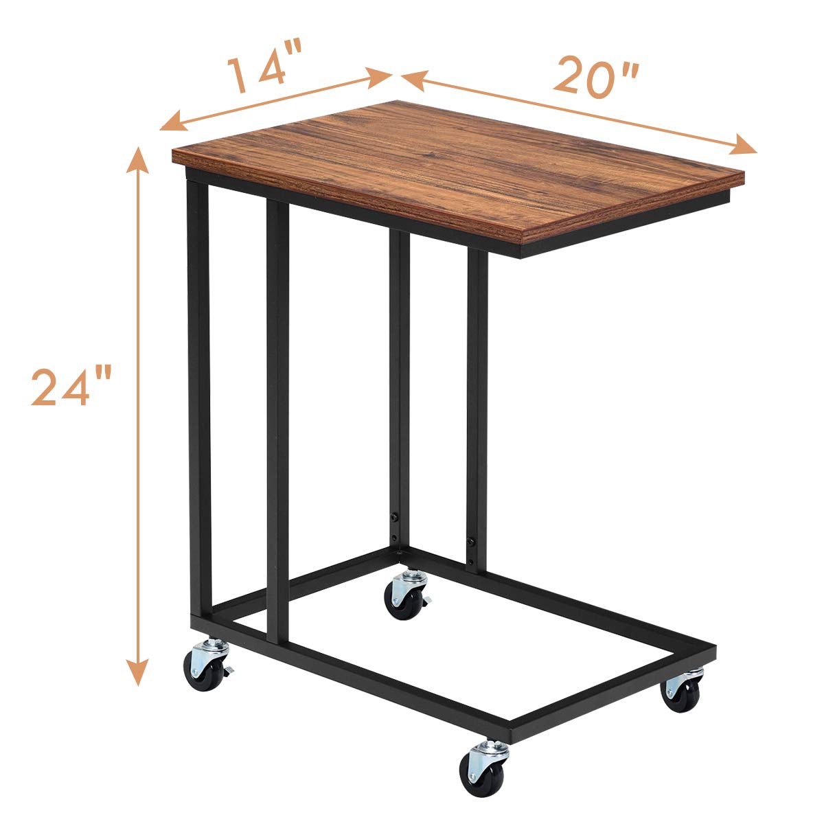 Tangkula Industrial Mobile Side Table, Movable End Table for Coffee Tablet