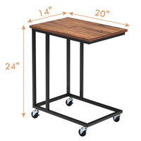 Tangkula Industrial Mobile Side Table, Movable End Table for Coffee Tablet