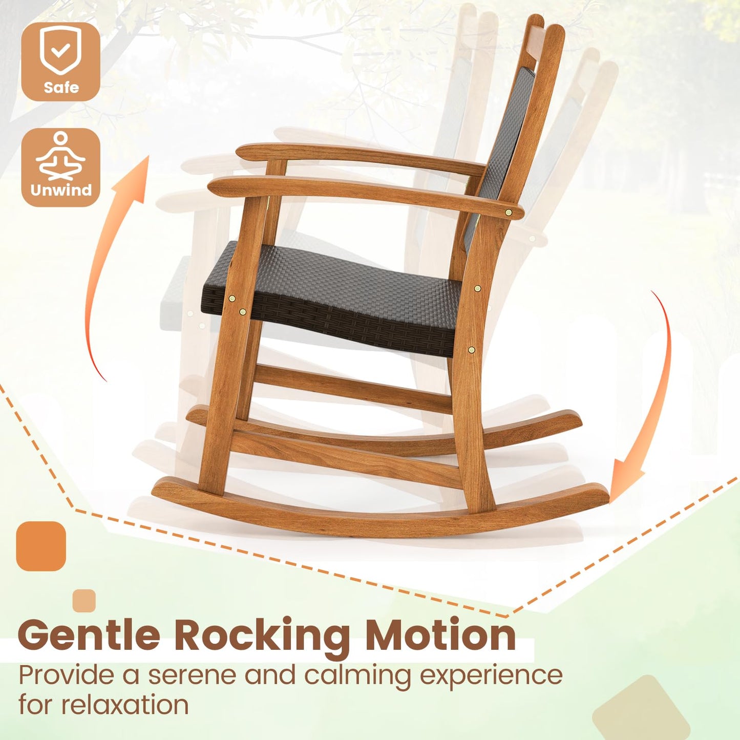 Tangkula 3 Pieces Patio Rocking Chair Set