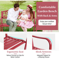 Tangkula Metal Outdoor Garden Bench Park Bench with Bird & Twig Cast Iron Back Pattern