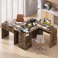 Tangkula 59" L-Shaped Executive Desk w/Power Outlets