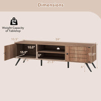 Tangkula 59” Long Media TV Stand with Cable Hole for Living Room