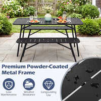 Tangkula 3 Pieces Patio Furniture Set with 2 Benches