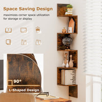 Tangkula 5-Tier Corner Shelf Wall Mount Farmhouse Floating Corner Bookshelf