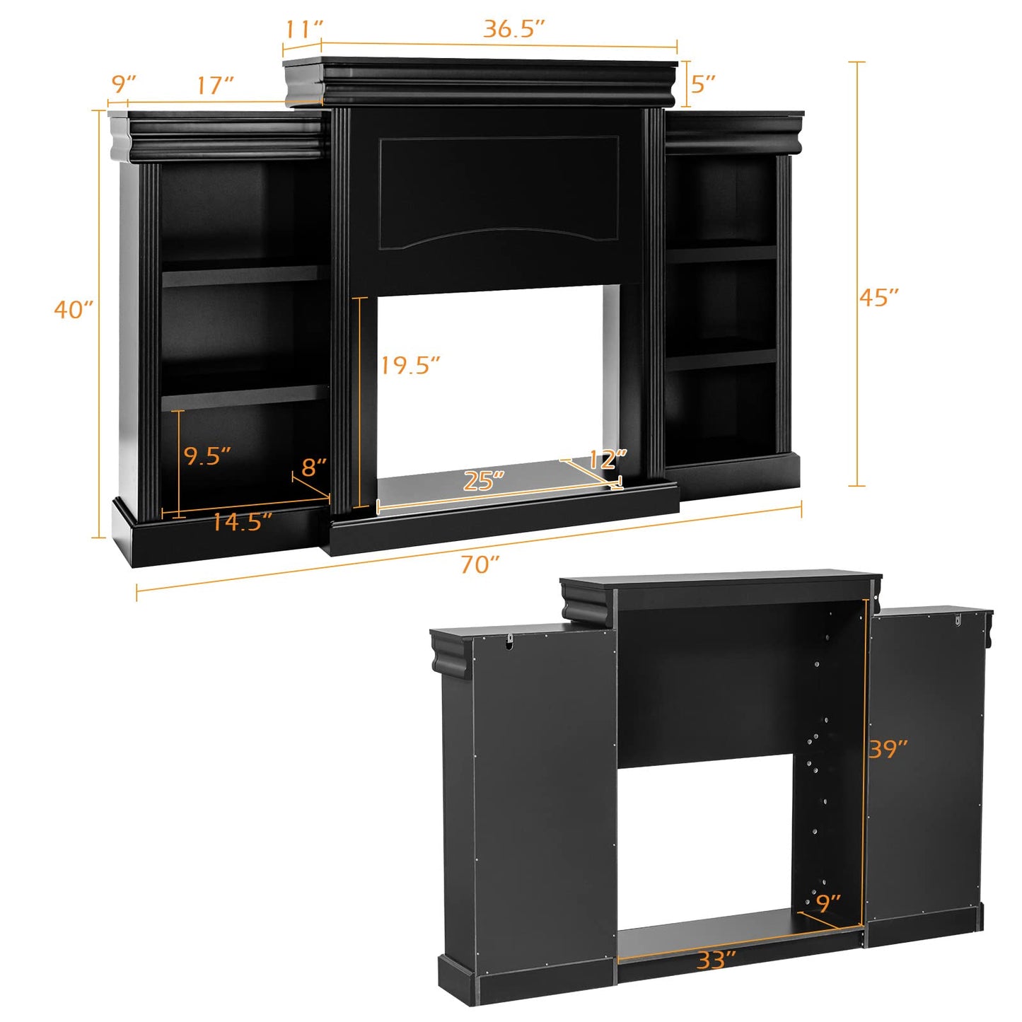 70 Inches Freestanding Mantel Stand - Tangkula