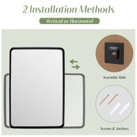 Tangkula Rectangular Wall Mirror, Modern Mirror with Solid Steel Frame & Rounded Corners