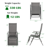 Chaise longue pliante d'extérieur Tangkula, fauteuil inclinable de patio avec 7 positions de dossier et de repose-pieds réglables