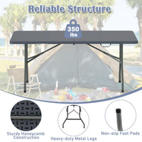 Tangkula 6 FT Folding Table Indoor Outdoor Foldable Plastic Table with HDPE Tabletop